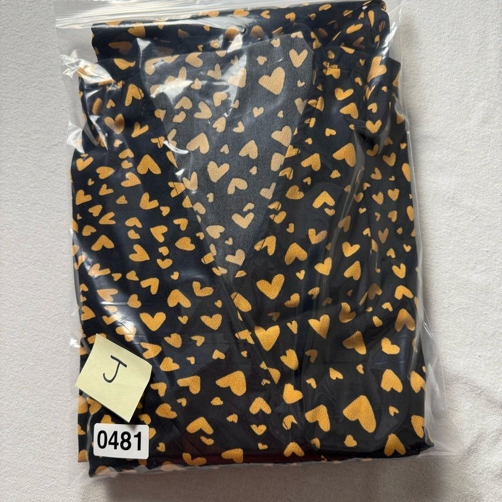 POPSUGAR Black Yellow Heart Print Wrap Maxi Dress Puff Sleeve XS - Picture 16 of 16